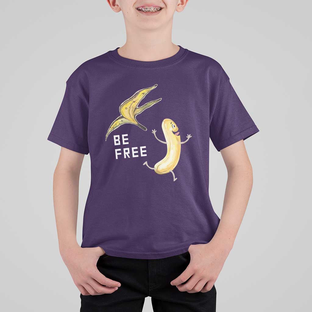 Funny Banana Striptease Be Free Graphic T Shirt For Kid