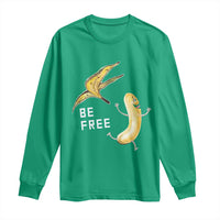 Funny Banana Striptease Be Free Graphic Long Sleeve Shirt