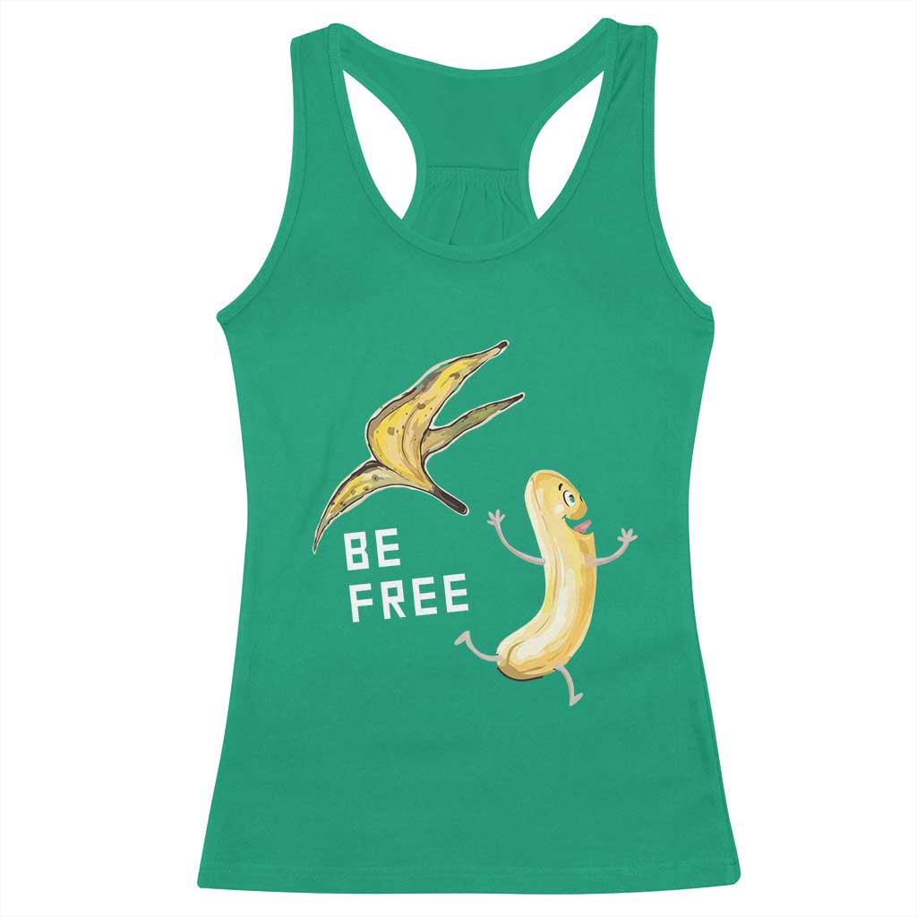 Funny Banana Striptease Be Free Graphic Racerback Tank Top