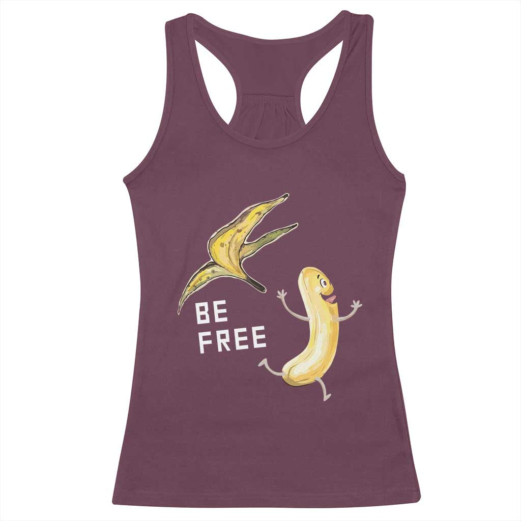 Funny Banana Striptease Be Free Graphic Racerback Tank Top