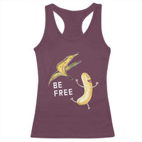 Funny Banana Striptease Be Free Graphic Racerback Tank Top