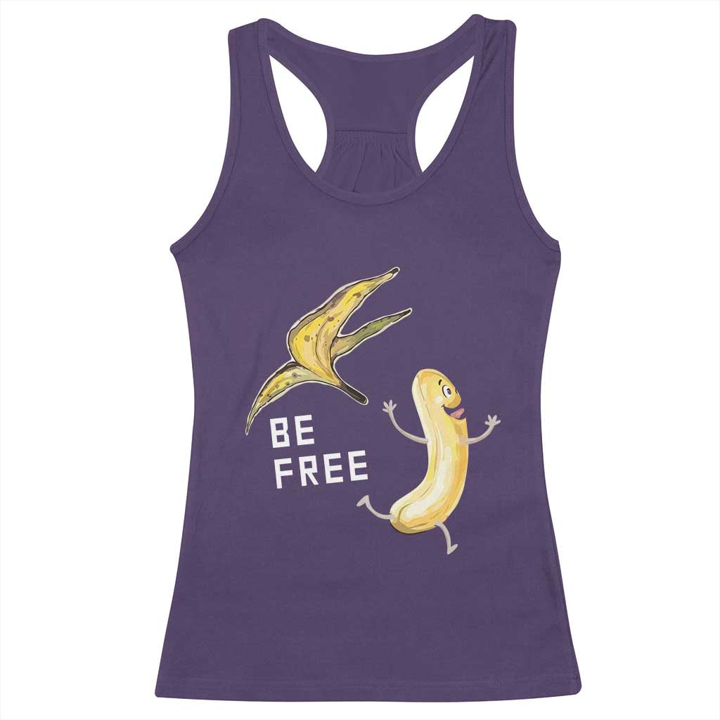 Funny Banana Striptease Be Free Graphic Racerback Tank Top