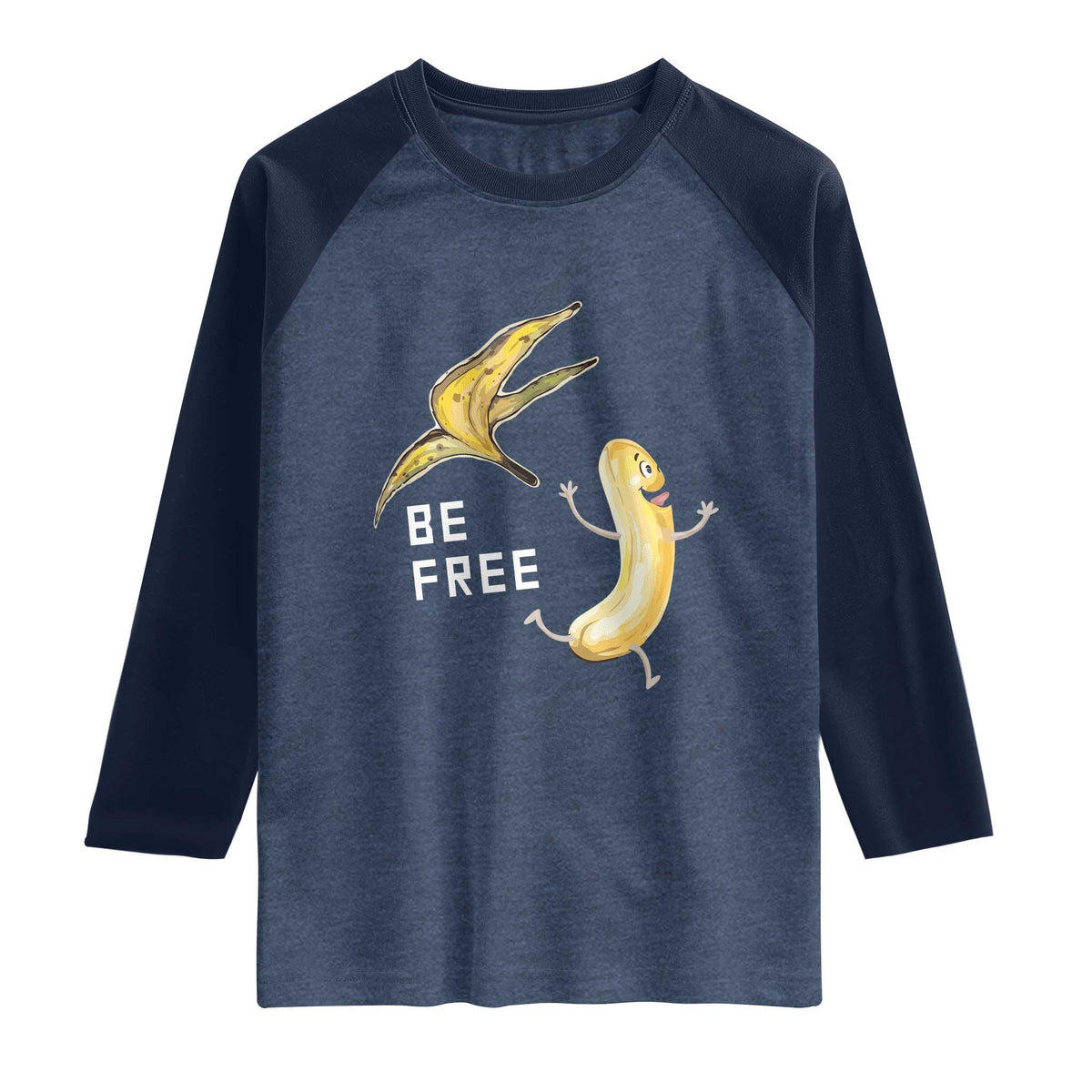 Funny Banana Striptease Be Free Graphic Raglan Shirt