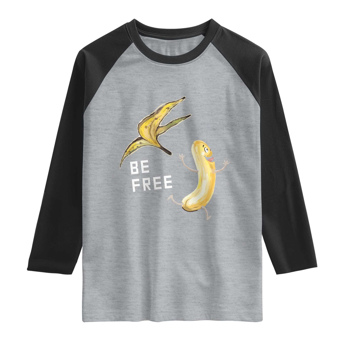 Funny Banana Striptease Be Free Graphic Raglan Shirt
