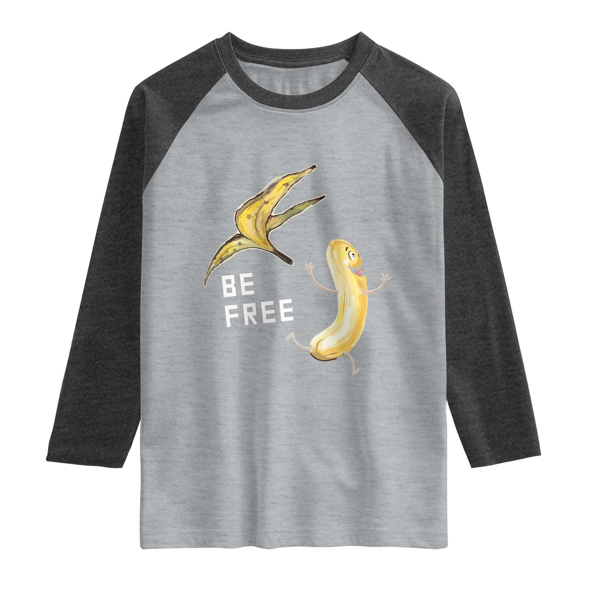 Funny Banana Striptease Be Free Graphic Raglan Shirt