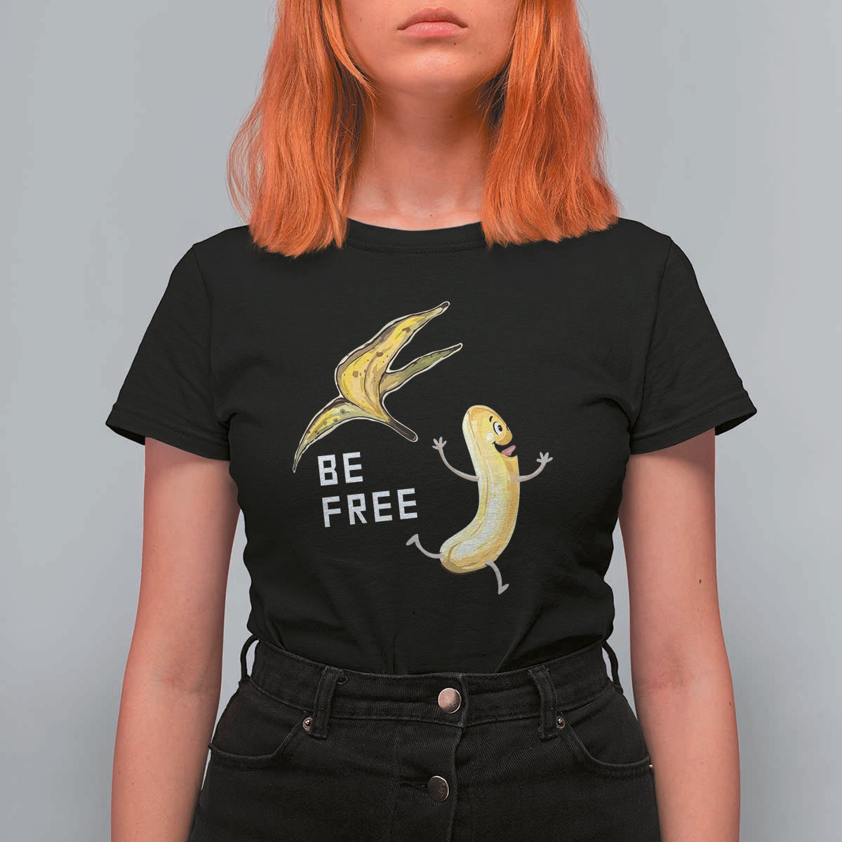 Funny Banana Striptease Be Free Graphic T Shirt For Women