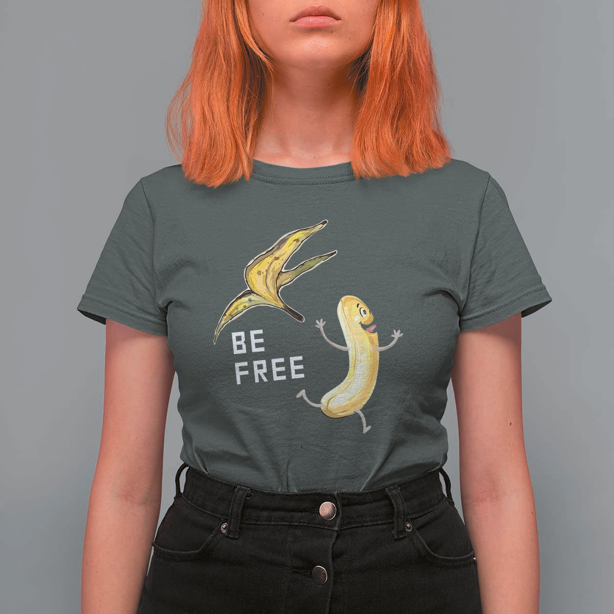 Funny Banana Striptease Be Free Graphic T Shirt For Women