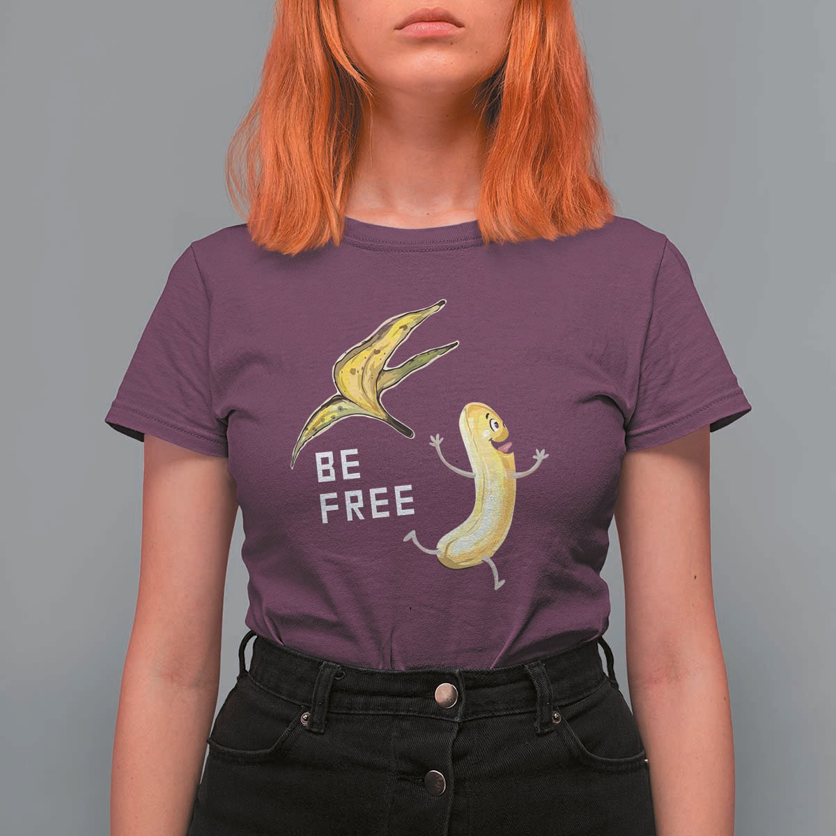 Funny Banana Striptease Be Free Graphic T Shirt For Women