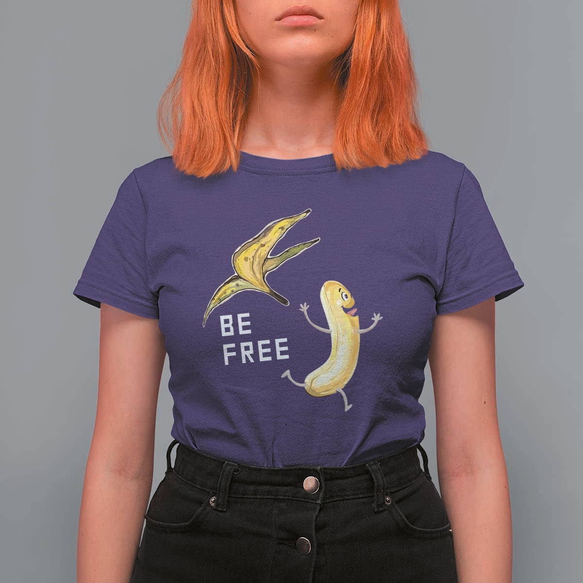 Funny Banana Striptease Be Free Graphic T Shirt For Women