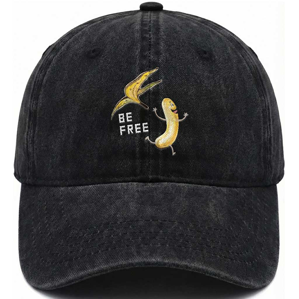 Funny Banana Striptease Be Free Graphic Washed Cotton Baseball Cap