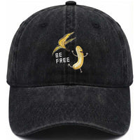 Funny Banana Striptease Be Free Graphic Washed Cotton Baseball Cap