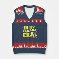 Funny In My Banana Era Graphic V-Neck Knit Sweater Vest Retro Fruit Lover