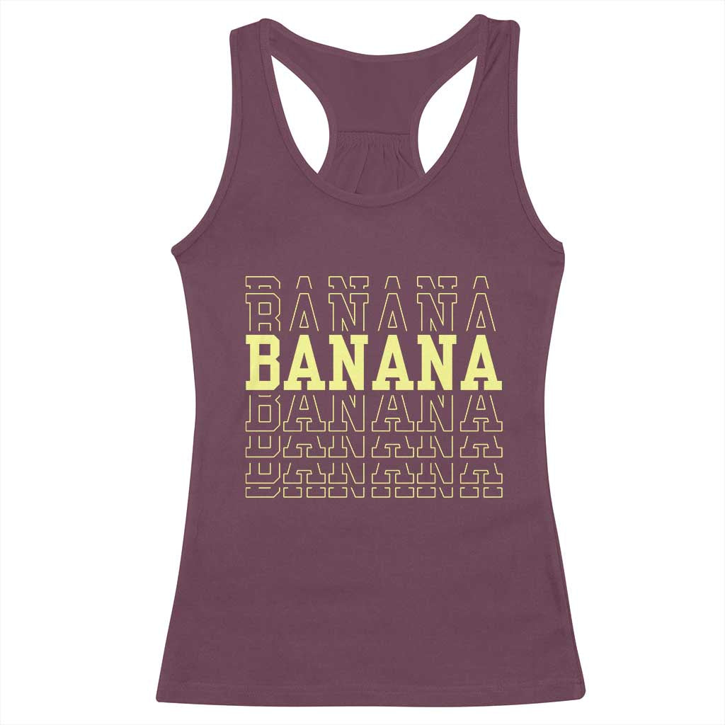 Banana Layered Text Graphic Racerback Tank Top Banana Lover Gift