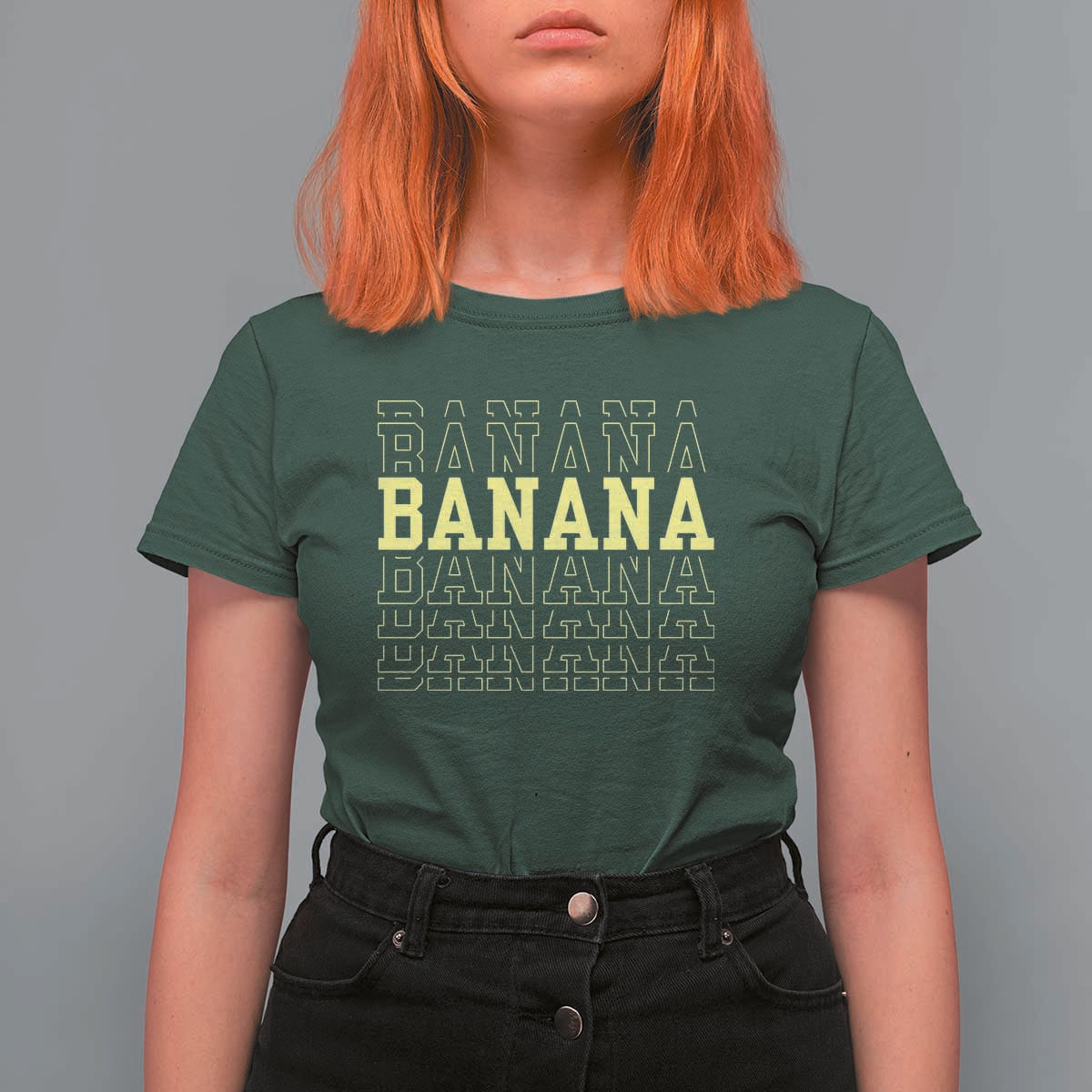 Banana Layered Text Graphic T Shirt For Women Banana Lover Gift