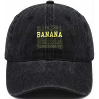 Banana Layered Text Graphic Washed Cotton Baseball Cap Banana Lover Gift