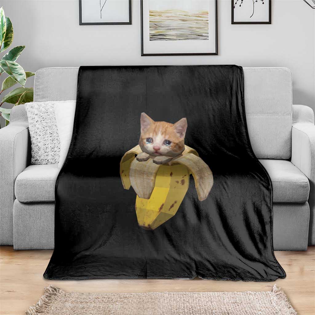 Funny Bananacat Meme Lover Throw Blanket Cute Kitty Banana Costume