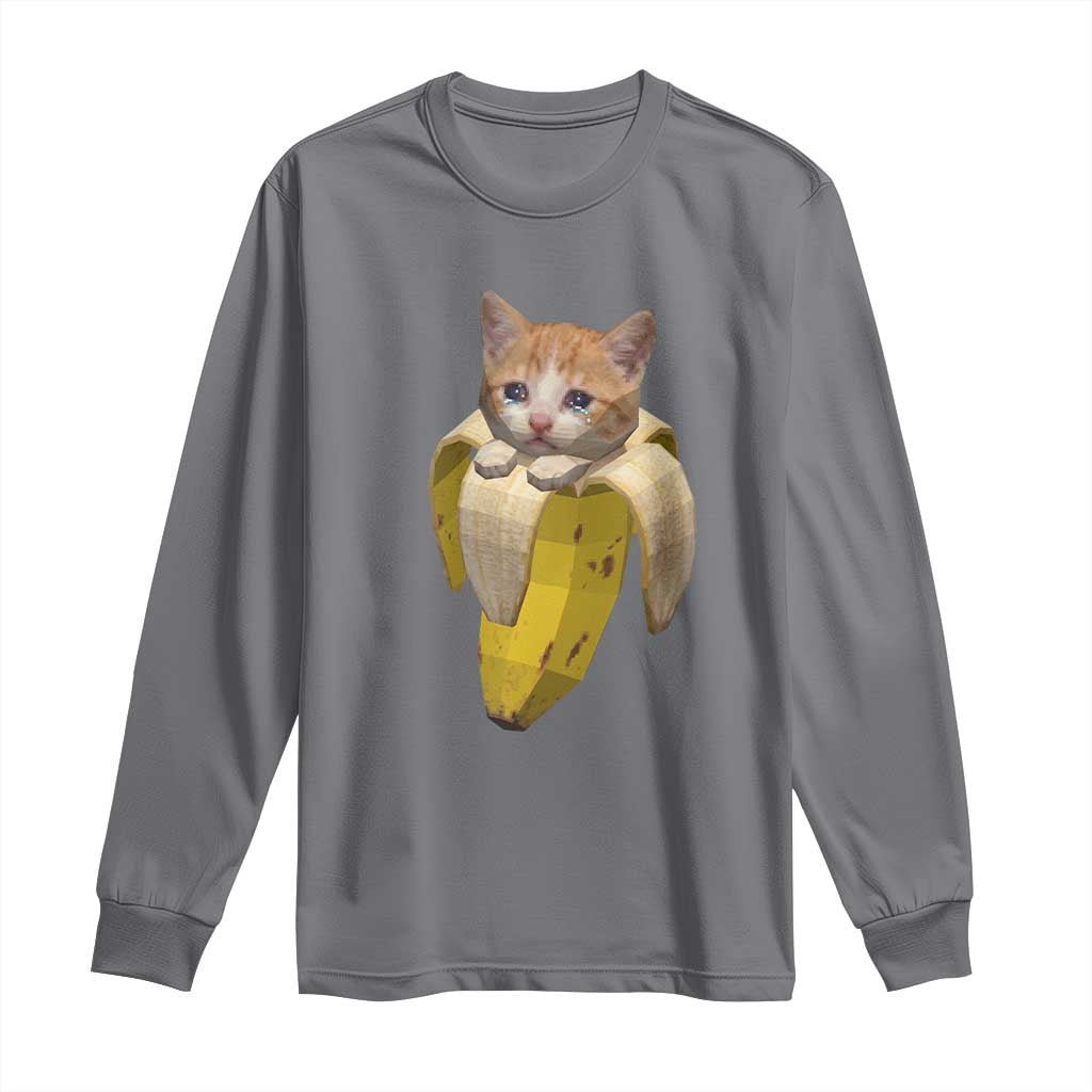Funny Bananacat Meme Lover Long Sleeve Shirt Cute Kitty Banana Costume