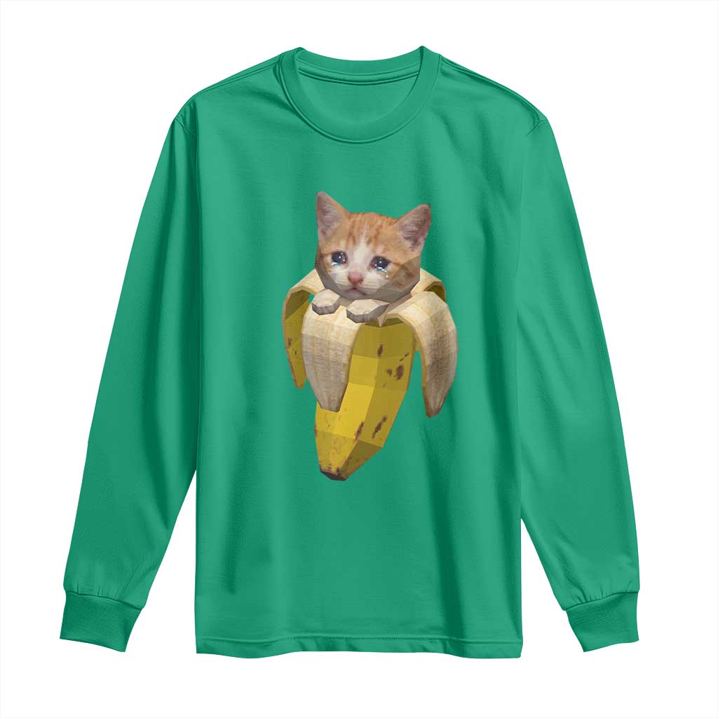 Funny Bananacat Meme Lover Long Sleeve Shirt Cute Kitty Banana Costume