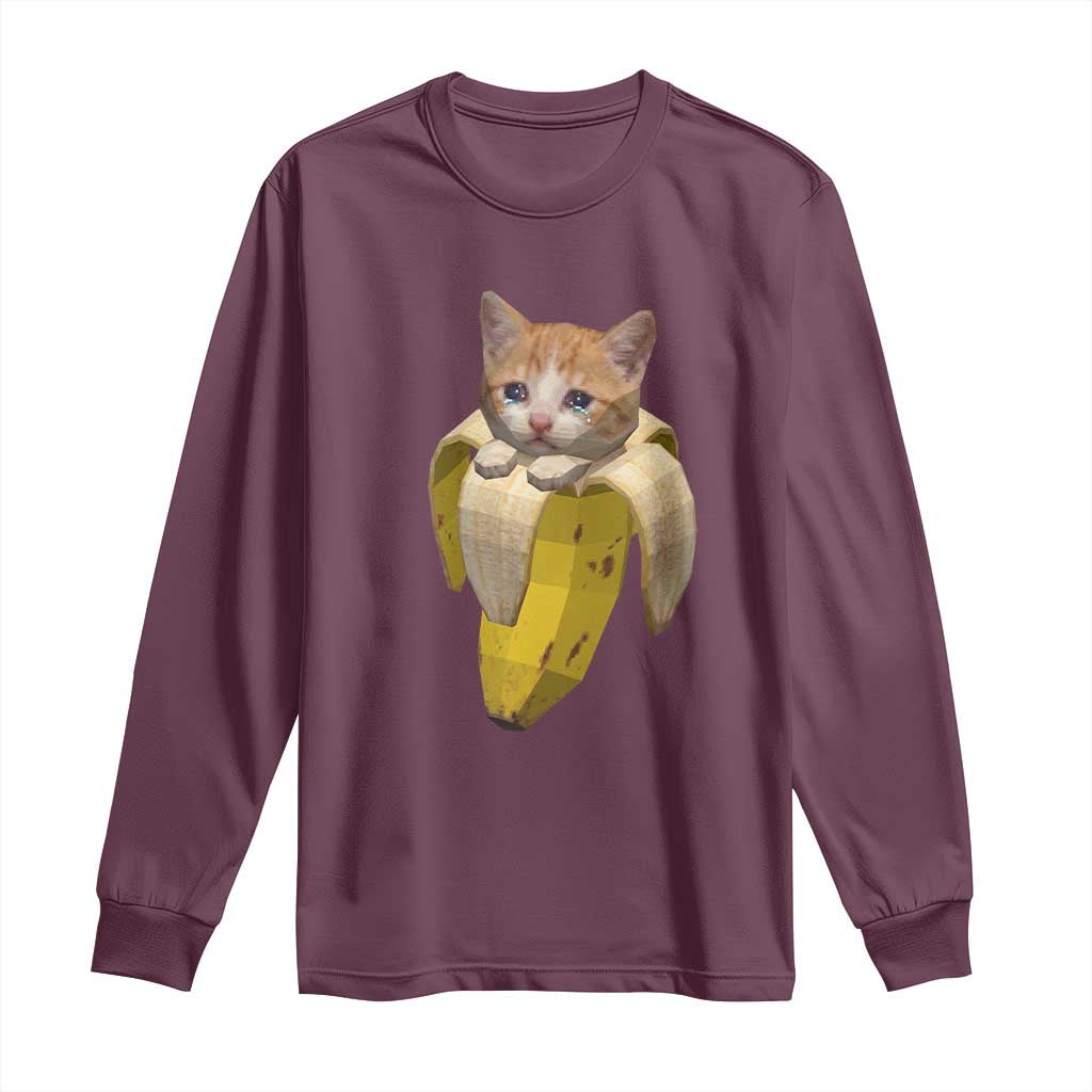 Funny Bananacat Meme Lover Long Sleeve Shirt Cute Kitty Banana Costume