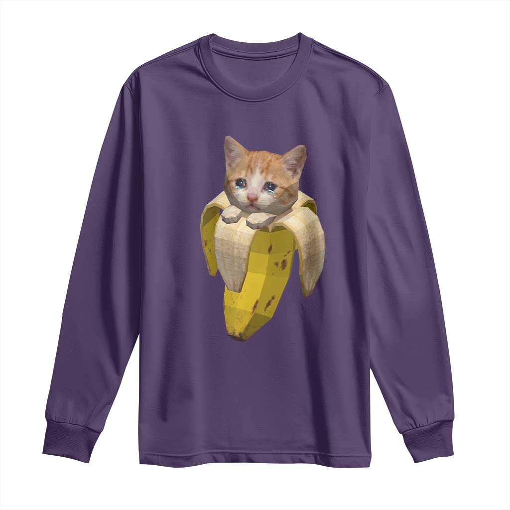 Funny Bananacat Meme Lover Long Sleeve Shirt Cute Kitty Banana Costume