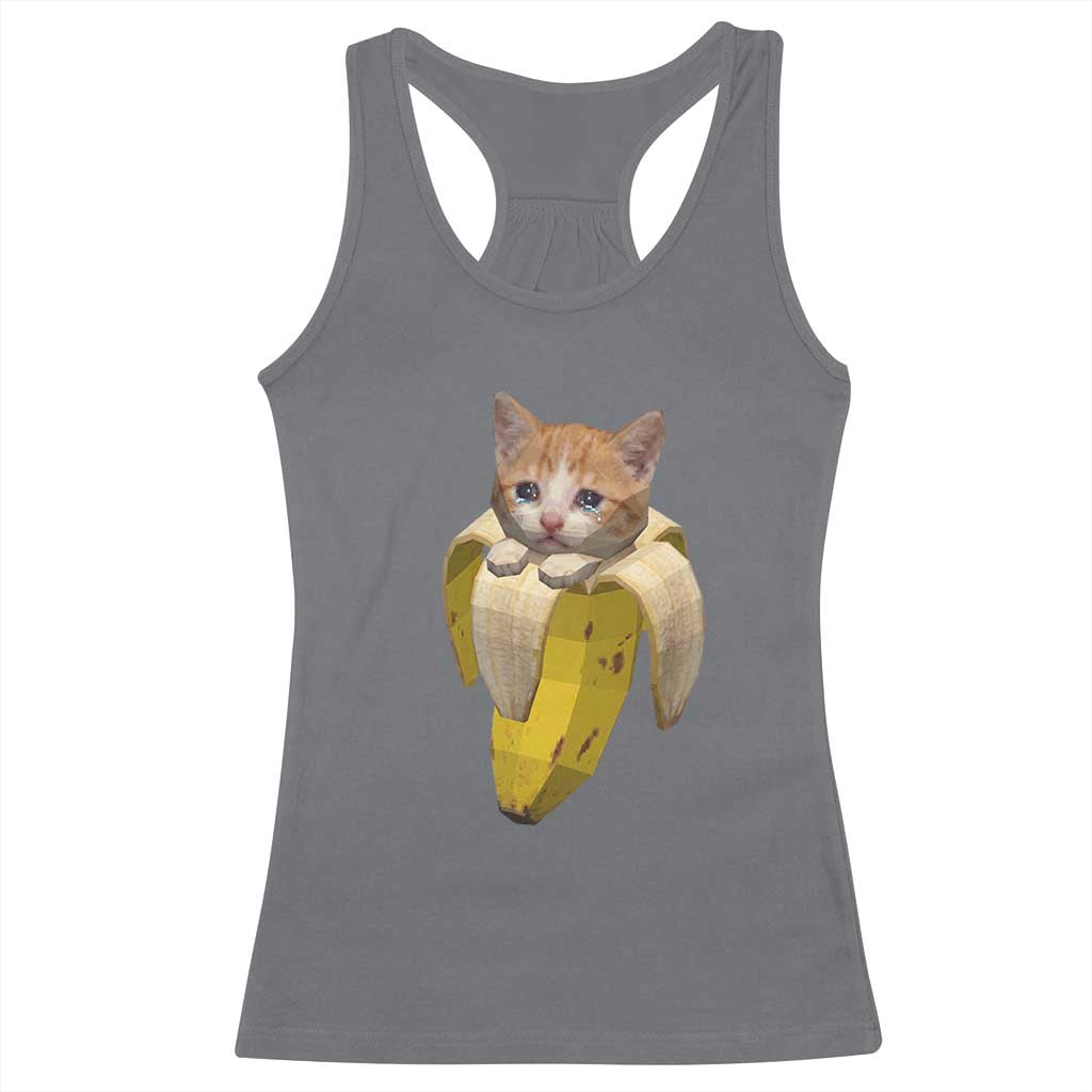 Funny Bananacat Meme Lover Racerback Tank Top Cute Kitty Banana Costume