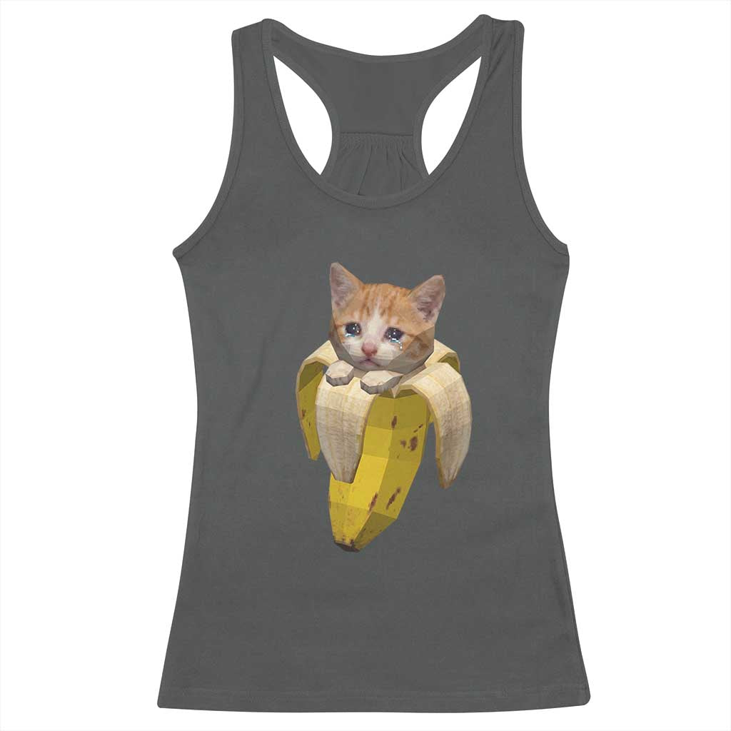 Funny Bananacat Meme Lover Racerback Tank Top Cute Kitty Banana Costume