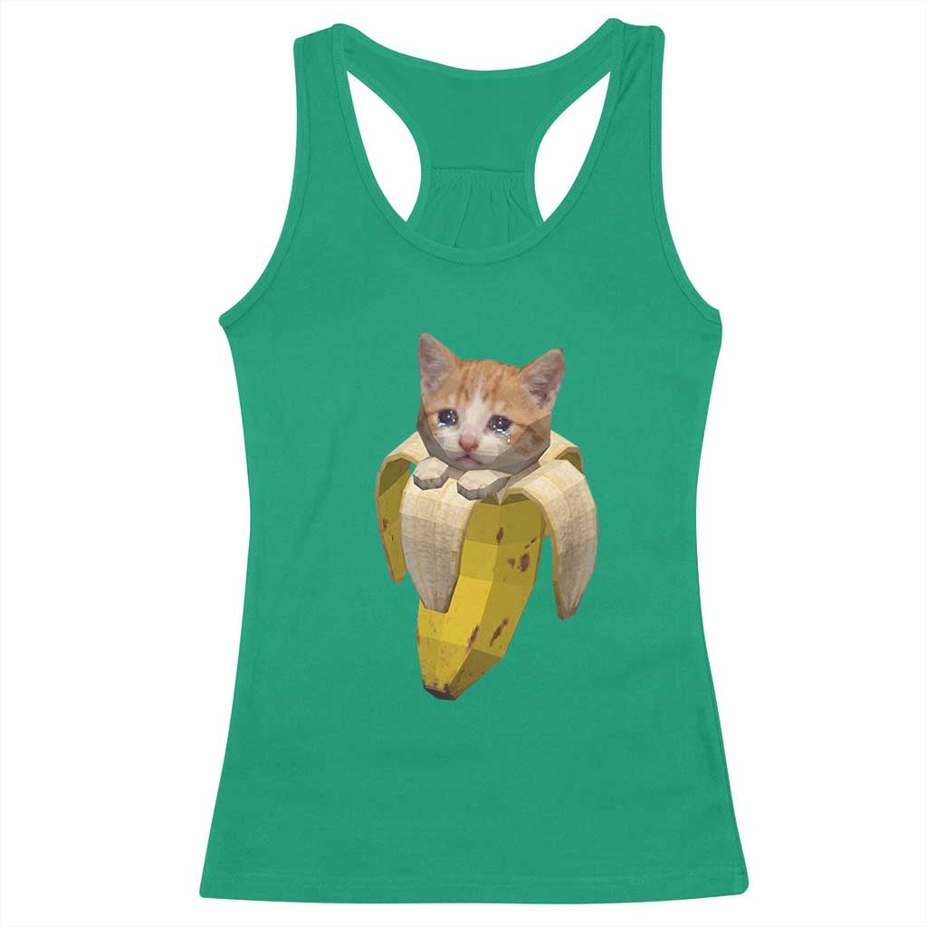Funny Bananacat Meme Lover Racerback Tank Top Cute Kitty Banana Costume