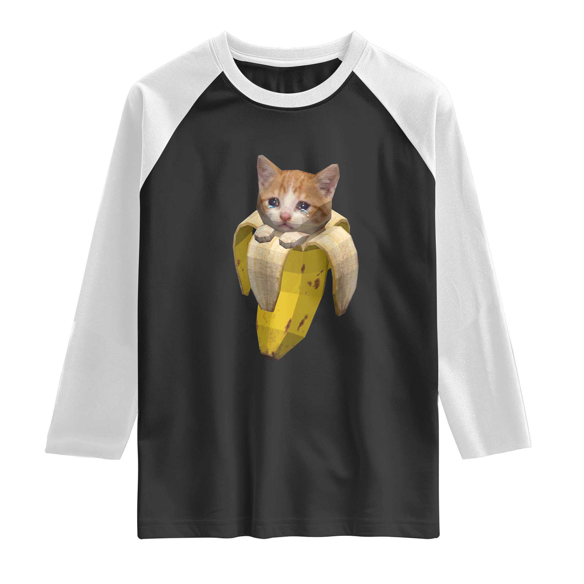 Funny Bananacat Meme Lover Raglan Shirt Cute Kitty Banana Costume