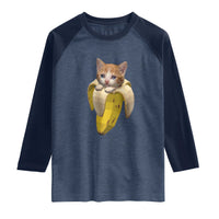 Funny Bananacat Meme Lover Raglan Shirt Cute Kitty Banana Costume