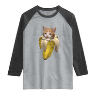 Funny Bananacat Meme Lover Raglan Shirt Cute Kitty Banana Costume