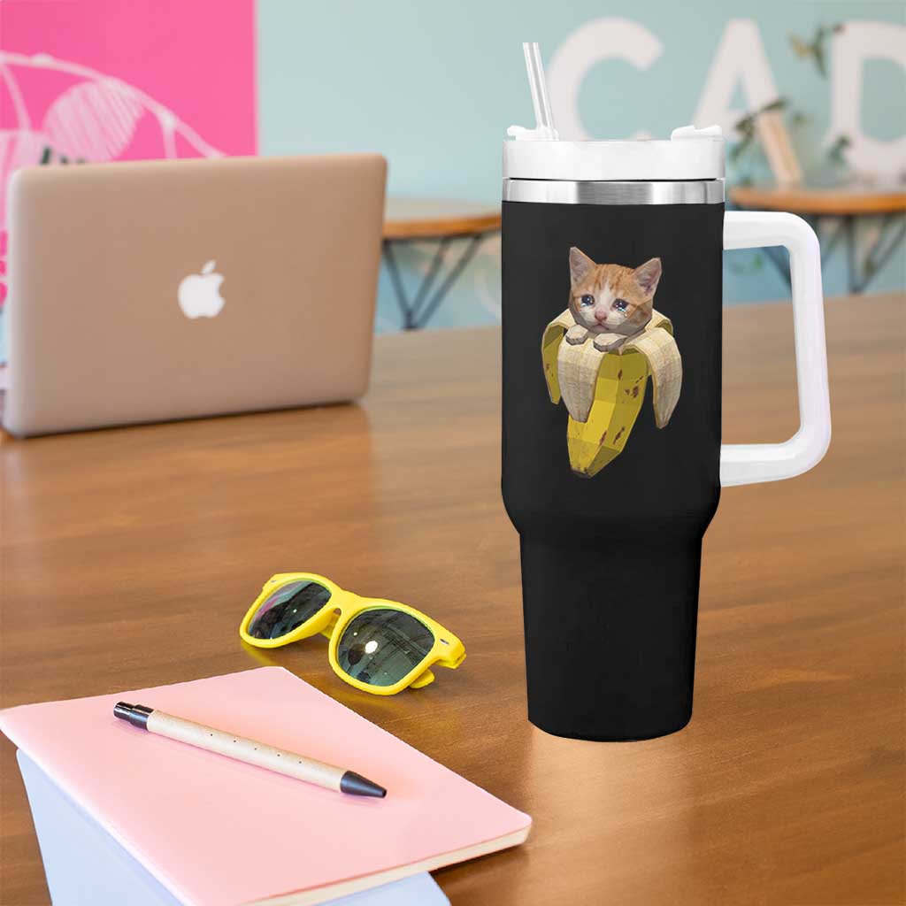Funny Bananacat Meme Lover Tumbler With Handle Cute Kitty Banana Costume