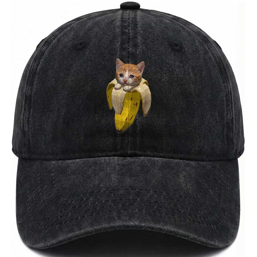 Funny Bananacat Meme Lover Washed Cotton Baseball Cap Cute Kitty Banana Costume