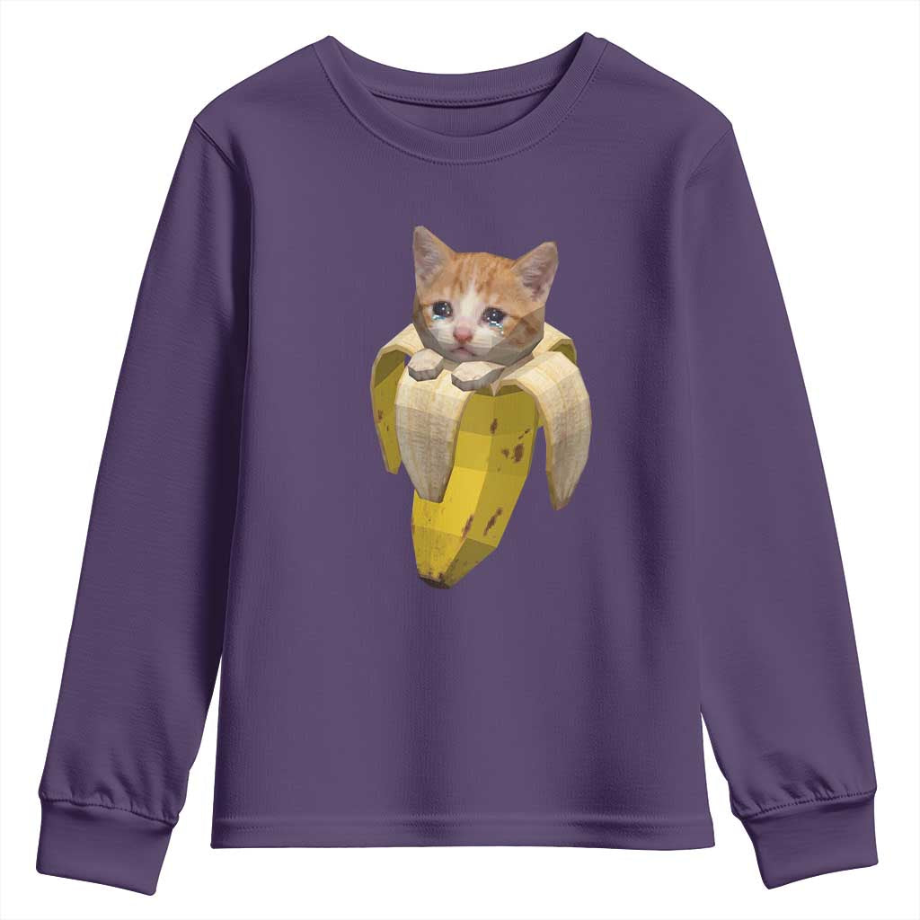 Funny Bananacat Meme Lover Youth Sweatshirt Cute Kitty Banana Costume
