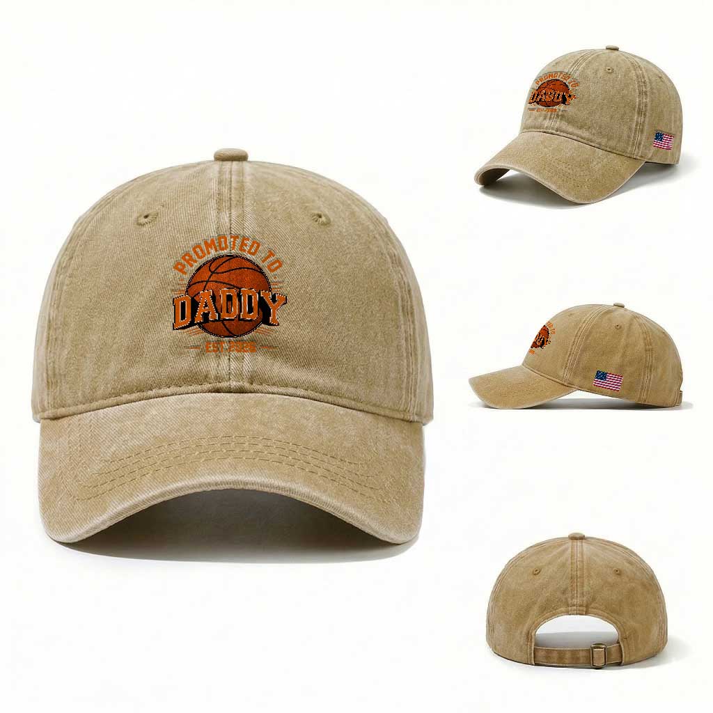 Personalized Basketball Daddy Washed Cotton Baseball Cap Custom Number First Time Dad Pregnancy Announcement