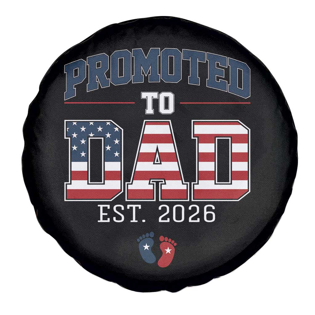Promoted To Dad Est 2026 American Flag Spare Tire Cover Patriotic New Dad Gift