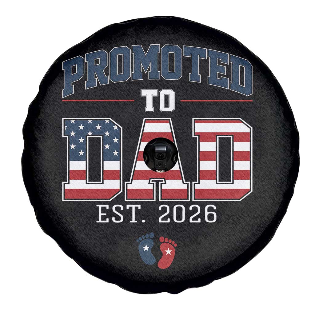 Promoted To Dad Est 2026 American Flag Spare Tire Cover Patriotic New Dad Gift