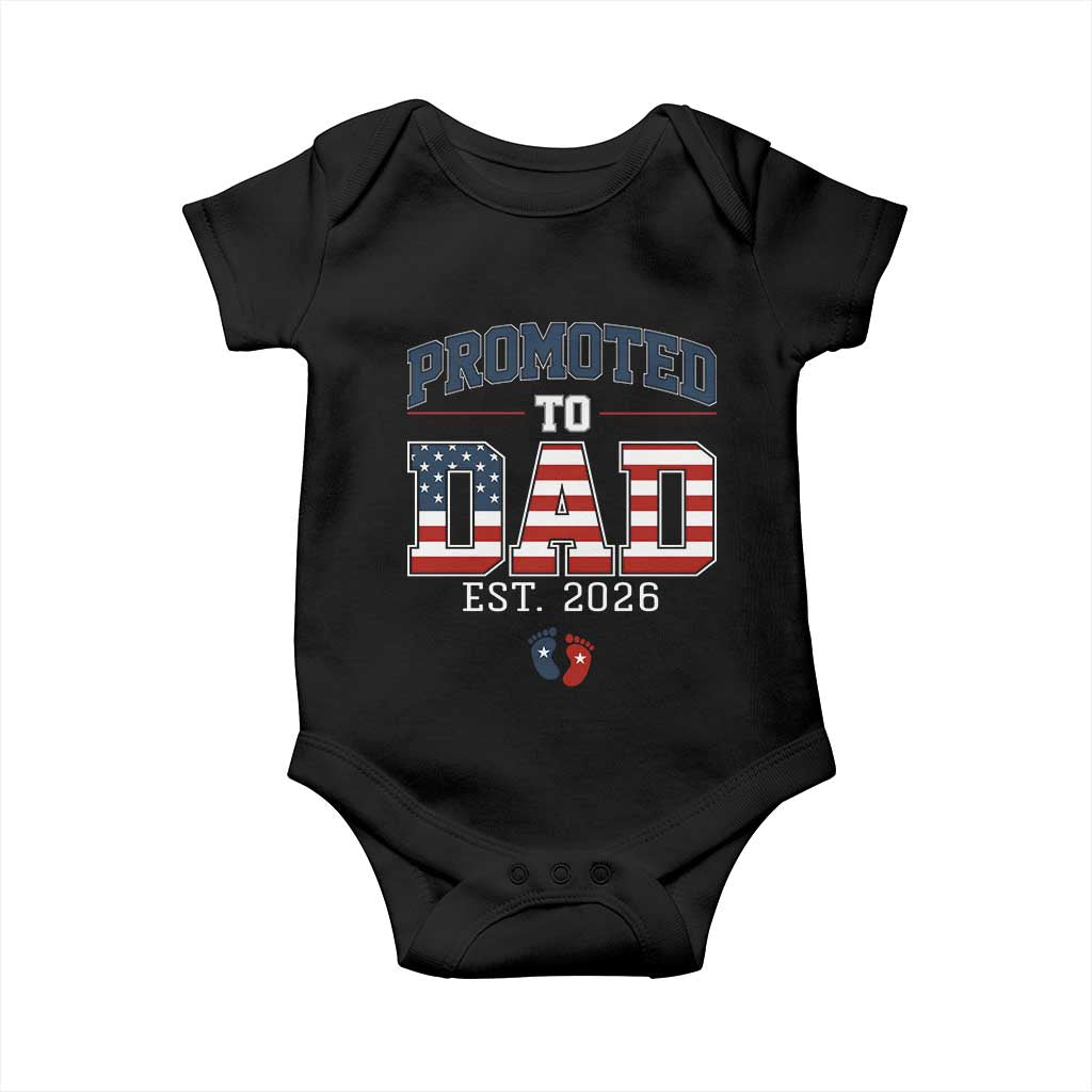 Promoted To Dad Est 2026 American Flag Baby Onesie Patriotic New Dad Gift