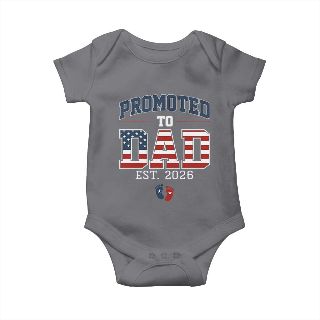 Promoted To Dad Est 2026 American Flag Baby Onesie Patriotic New Dad Gift