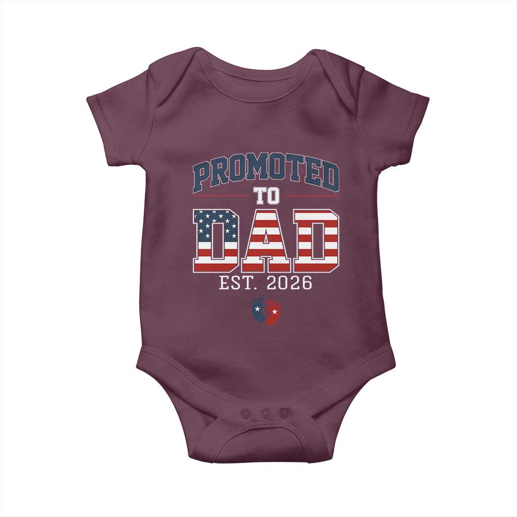 Promoted To Dad Est 2026 American Flag Baby Onesie Patriotic New Dad Gift
