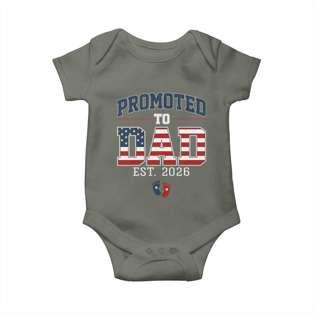 Promoted To Dad Est 2026 American Flag Baby Onesie Patriotic New Dad Gift