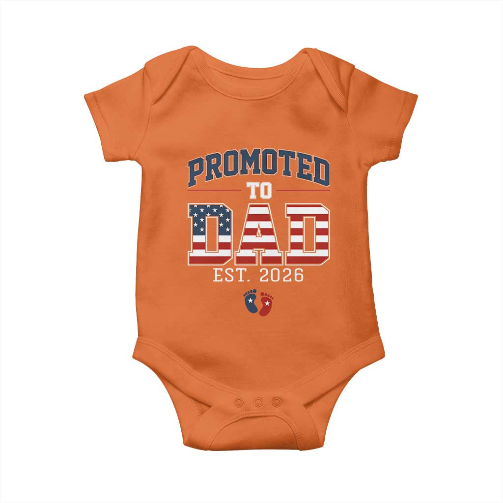 Promoted To Dad Est 2026 American Flag Baby Onesie Patriotic New Dad Gift