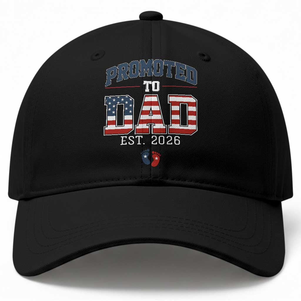 Promoted To Dad Est 2026 American Flag Baseball Cap Patriotic New Dad Gift