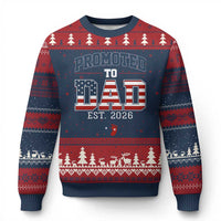 Promoted To Dad Est 2026 American Flag Ugly Christmas Sweater Patriotic New Dad Gift