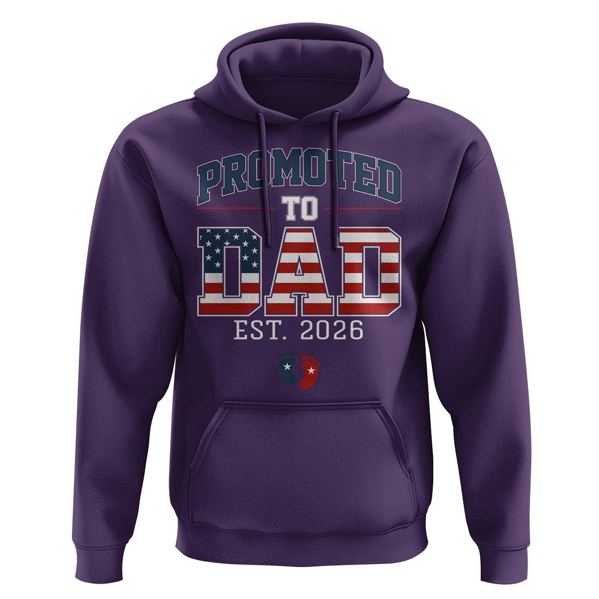 Promoted To Dad Est 2026 American Flag Hoodie Patriotic New Dad Gift