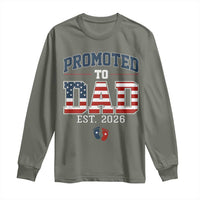 Promoted To Dad Est 2026 American Flag Long Sleeve Shirt Patriotic New Dad Gift