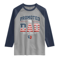 Promoted To Dad Est 2026 American Flag Raglan Shirt Patriotic New Dad Gift