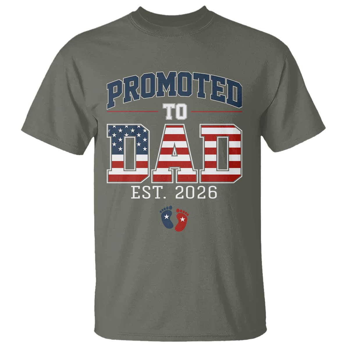 Promoted To Dad Est 2026 American Flag T Shirt Patriotic New Dad Gift