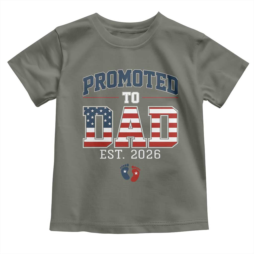 Promoted To Dad Est 2026 American Flag Toddler T Shirt Patriotic New Dad Gift