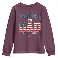 Promoted To Dad Est 2026 American Flag Youth Sweatshirt Patriotic New Dad Gift