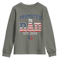 Promoted To Dad Est 2026 American Flag Youth Sweatshirt Patriotic New Dad Gift